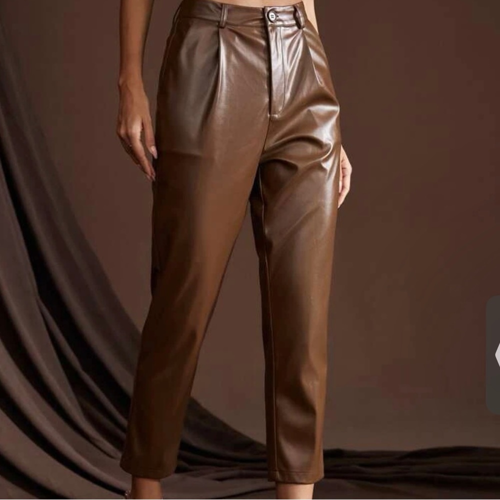 High waist Slant pocket PU leather pants, size S, new without tag.